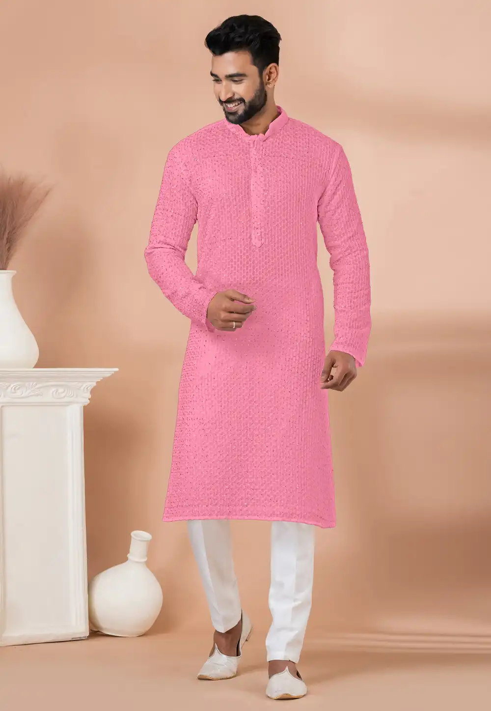 Pink Georgette Kurta Pajama 291532