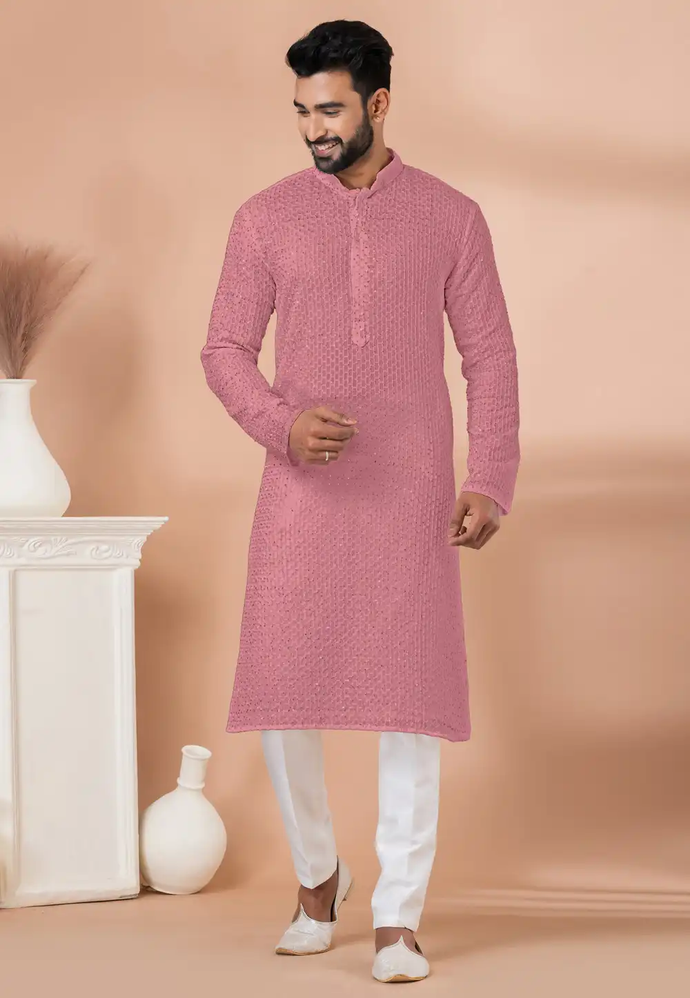 Pink Georgette Kurta Pajama 291535