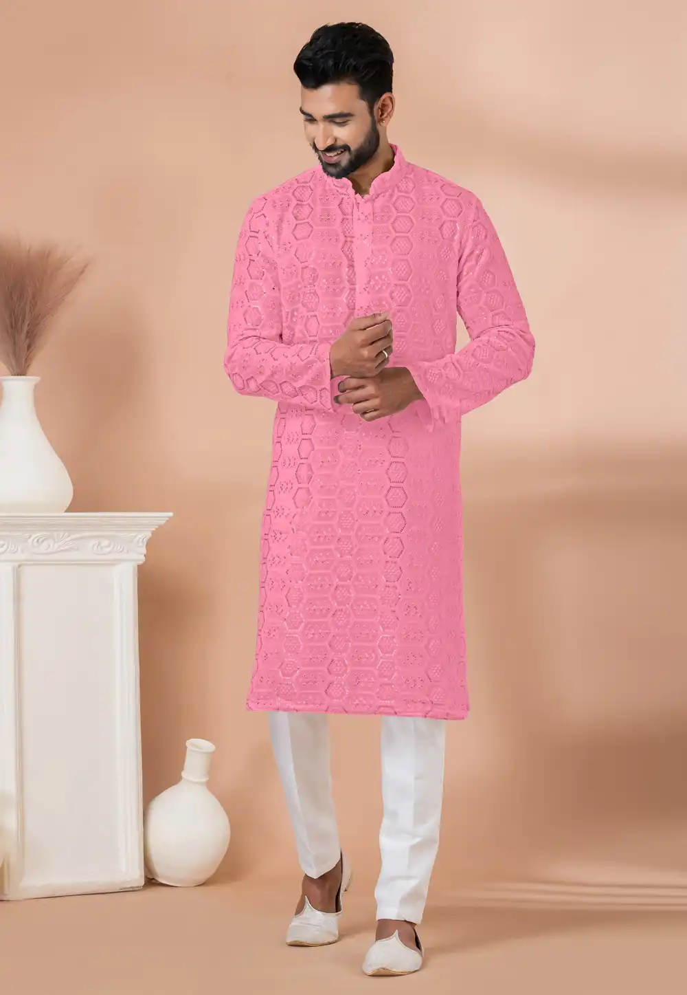 Pink Georgette Kurta Pajama 292194