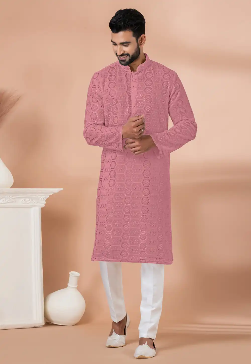 Pink Georgette Kurta Pajama 292197