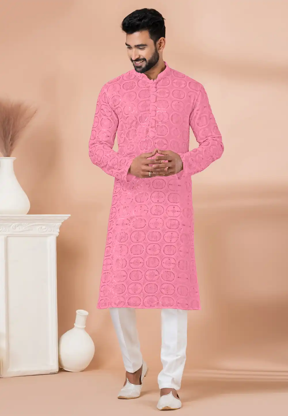 Pink Georgette Kurta Pajama 292203