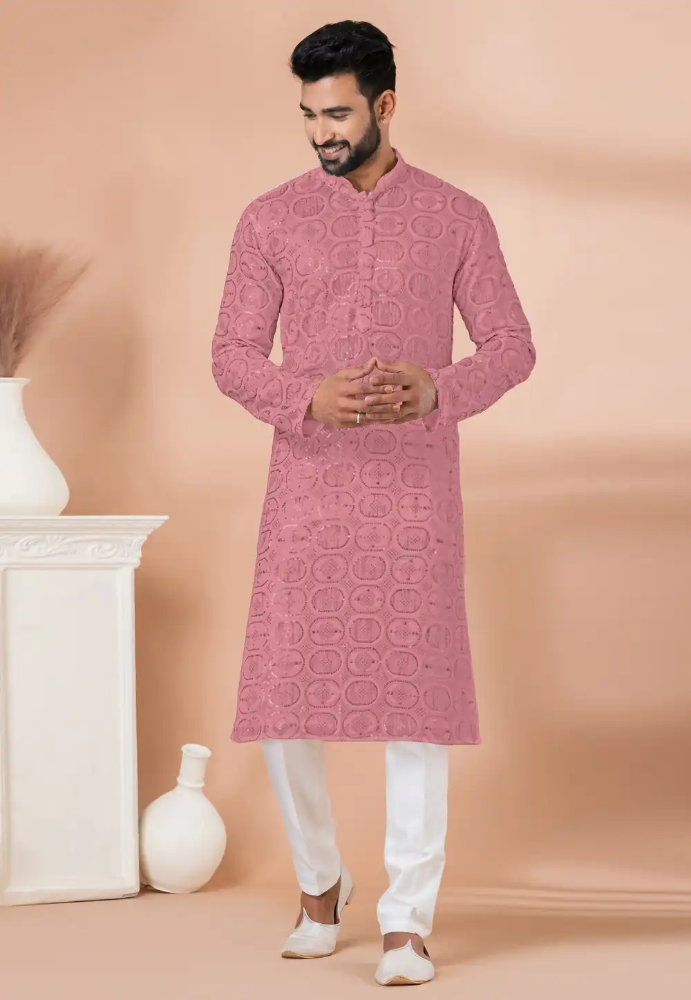 Pink Georgette Kurta Pajama 292206