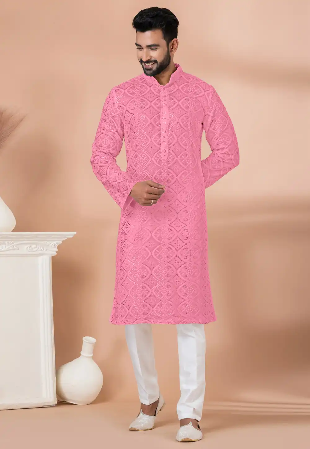 Pink Georgette Kurta Pajama 292212