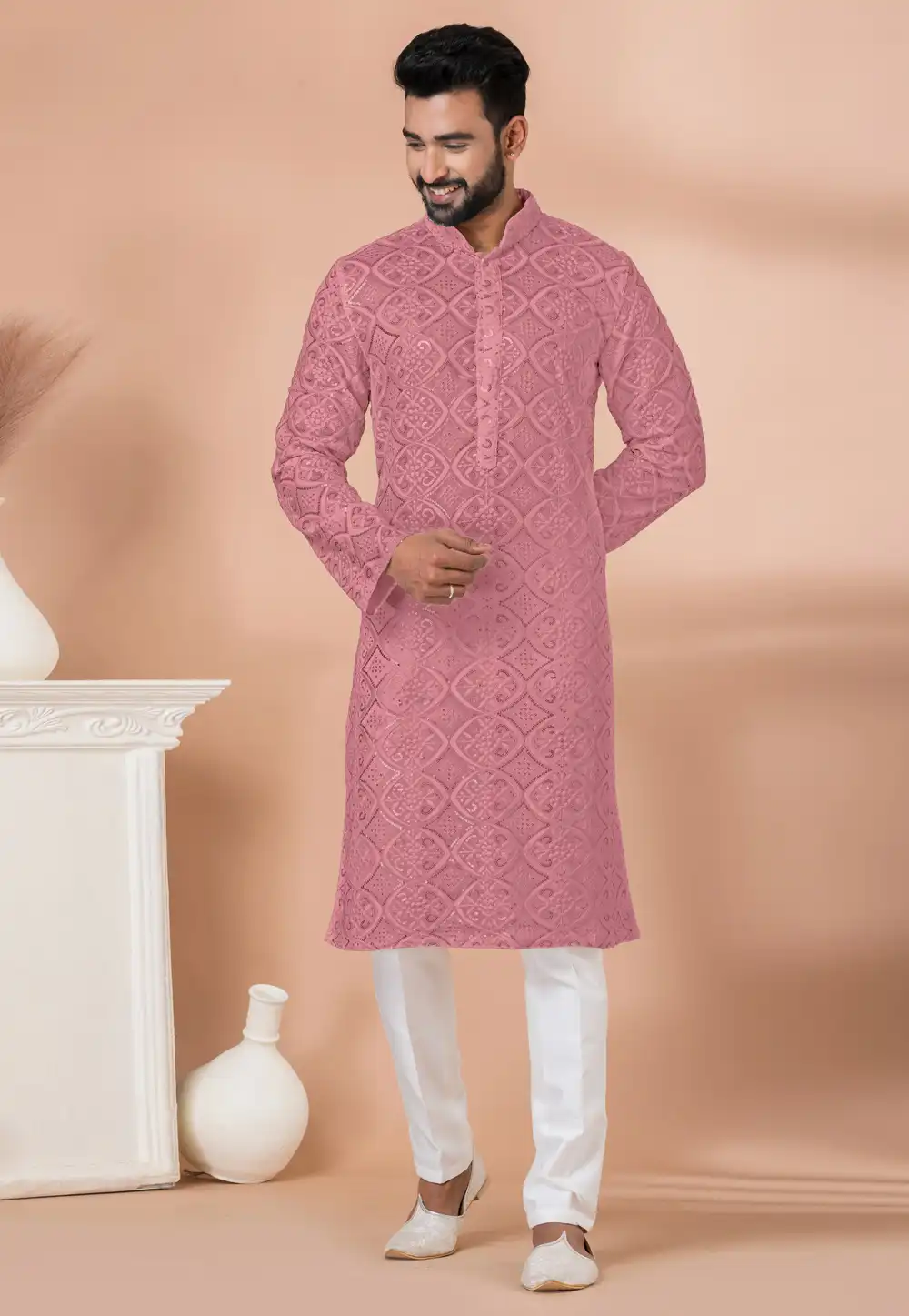 Pink Georgette Kurta Pajama 292215