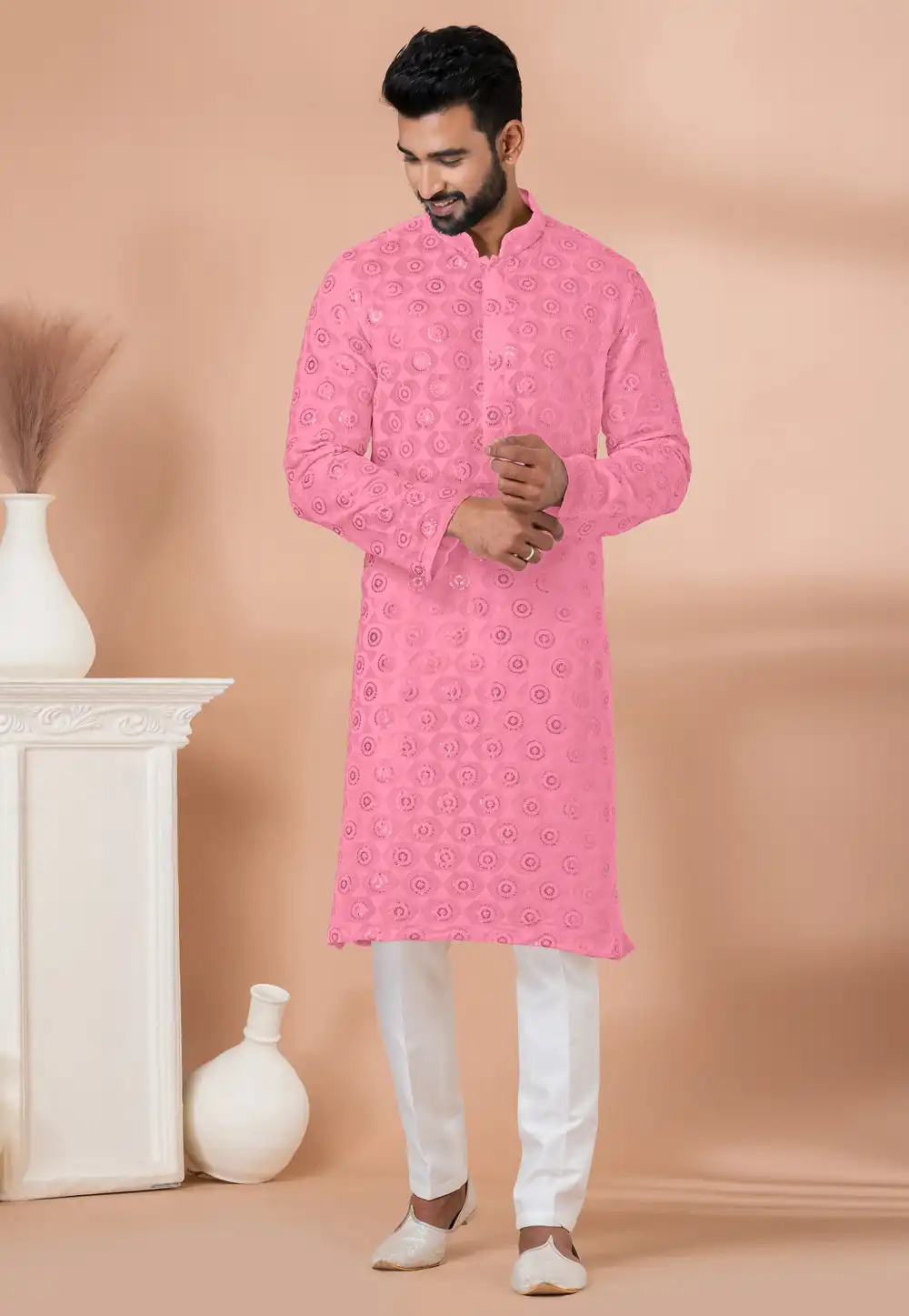 Pink Georgette Kurta Pajama 292550