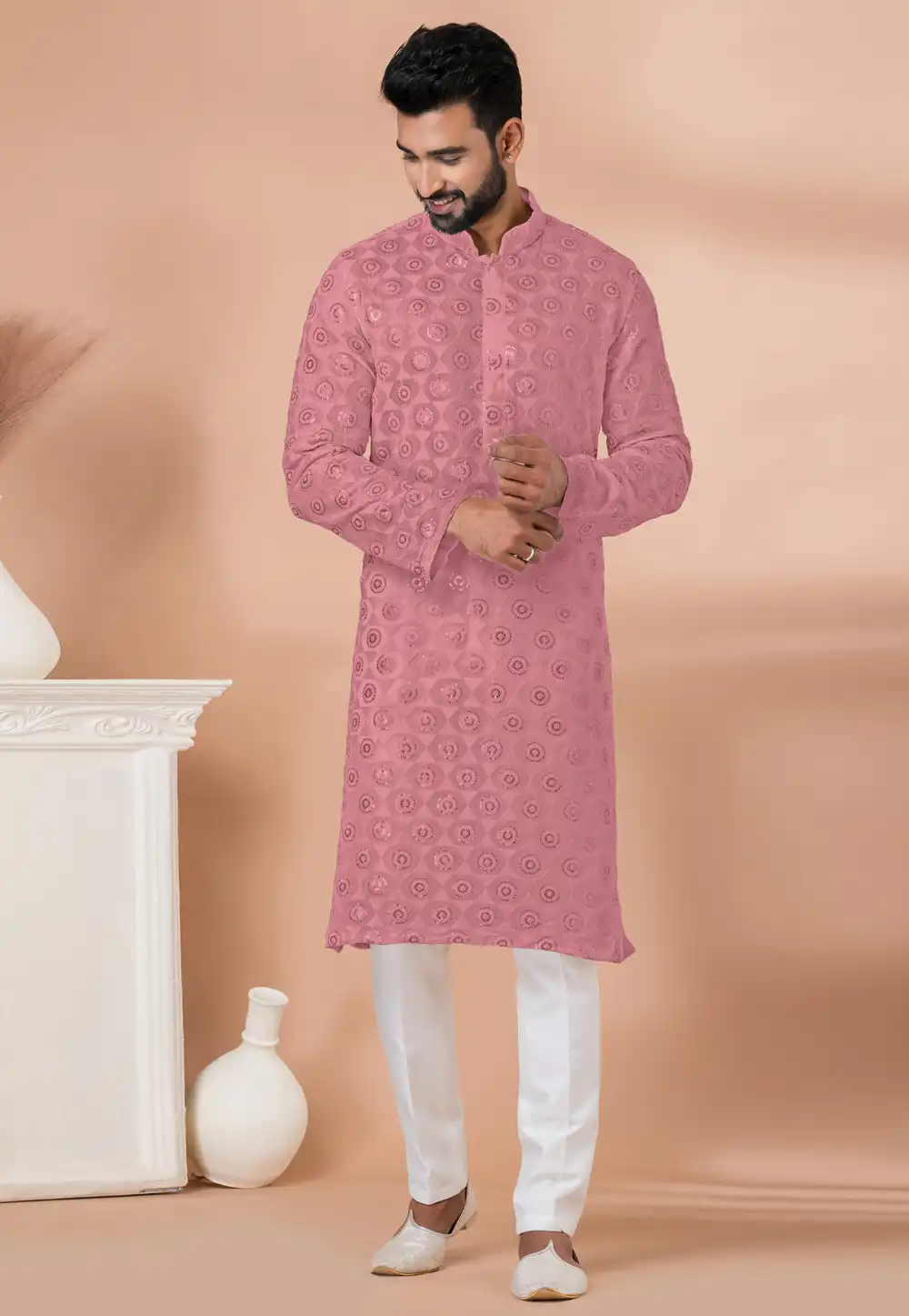 Pink Georgette Kurta Pajama 292553