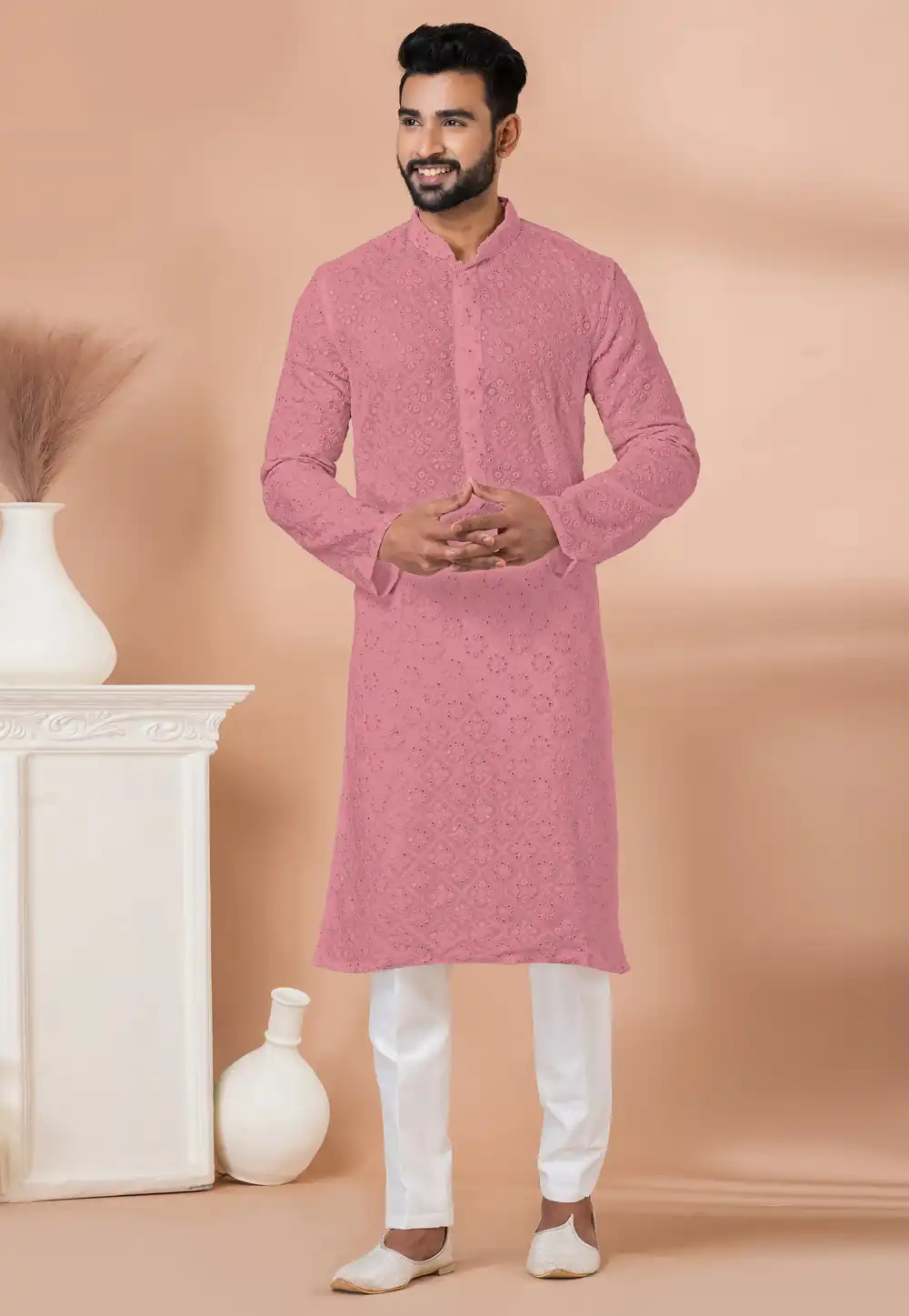 Pink Georgette Kurta Pajama 292562