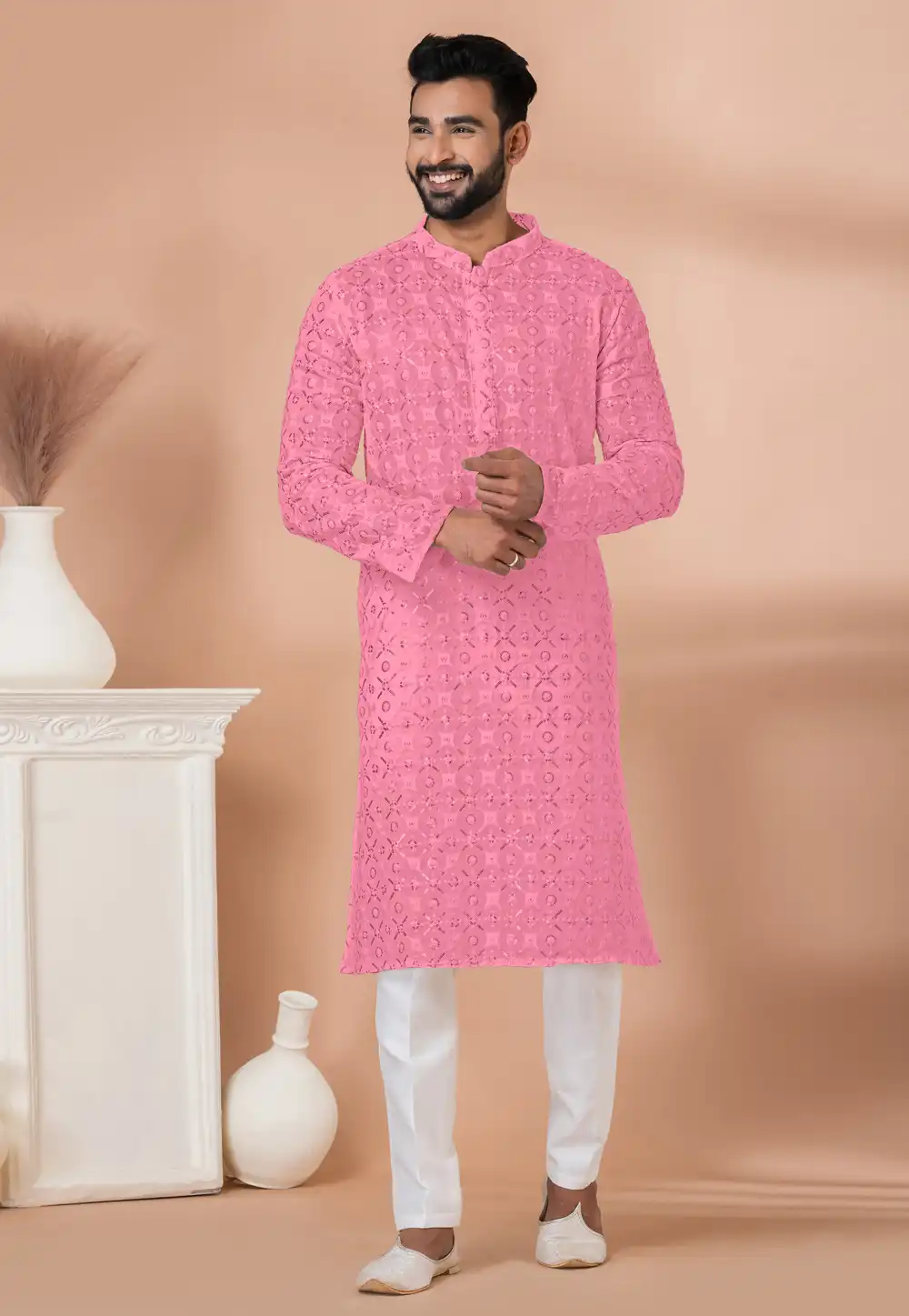 Pink Georgette Kurta Pajama 292568