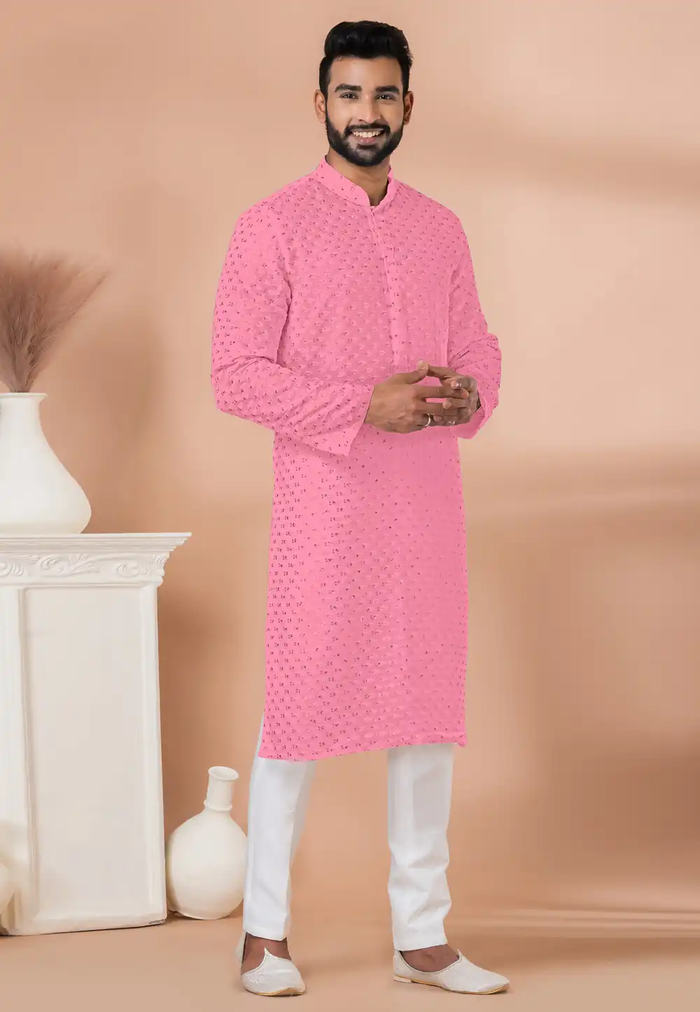 Pink Georgette Kurta Pajama 292577