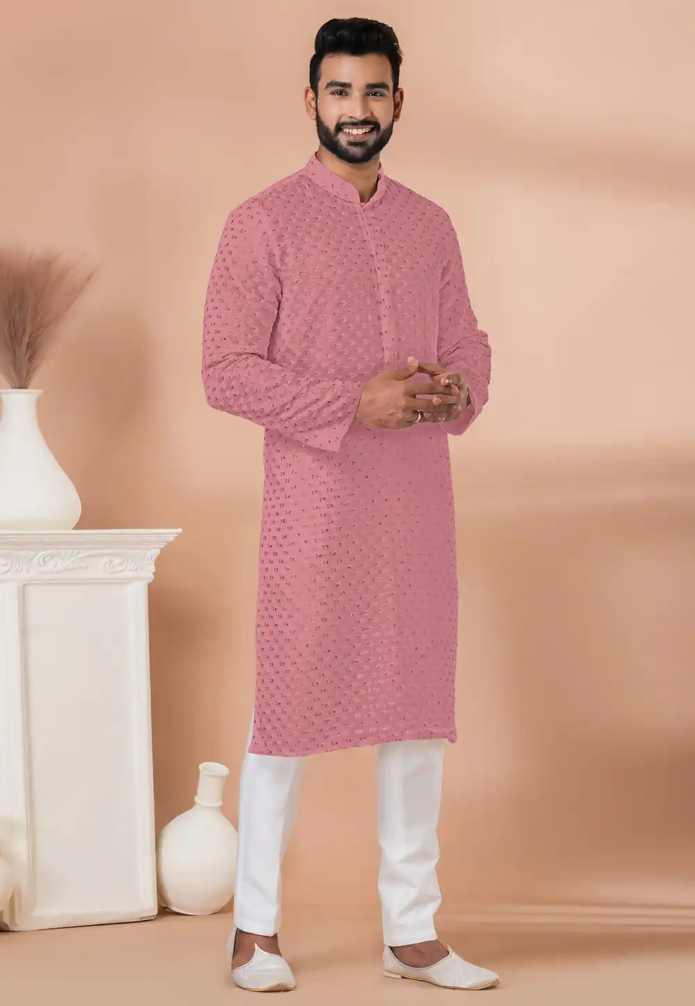 Pink Georgette Kurta Pajama 292580