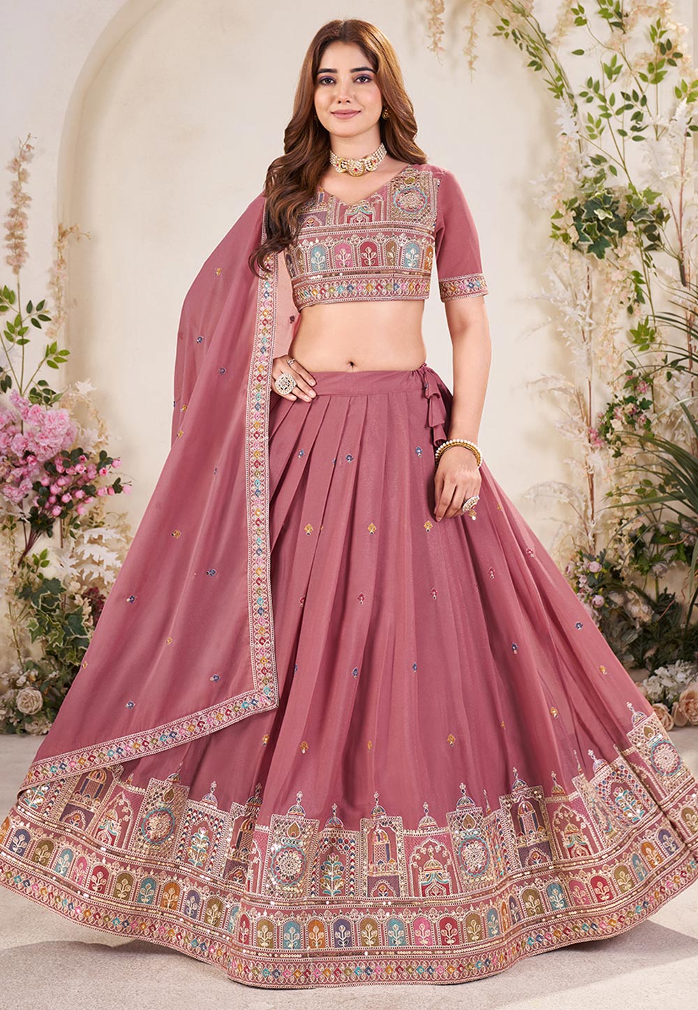 Pink Georgette Lehenga Choli 310950