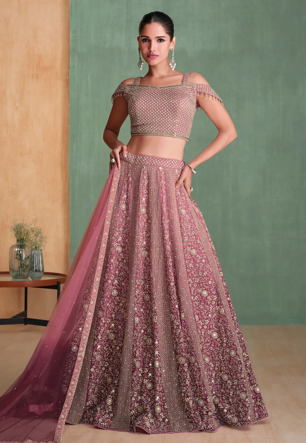 Pink Georgette Lehenga Choli 297024