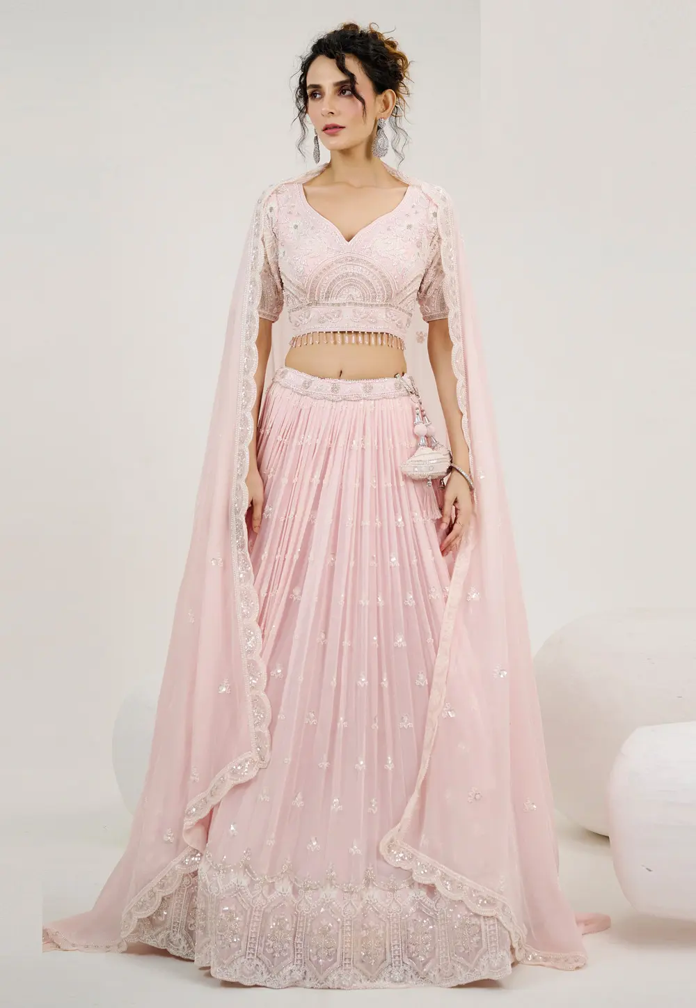 Pink Georgette Lehenga Choli For Wedding 298219