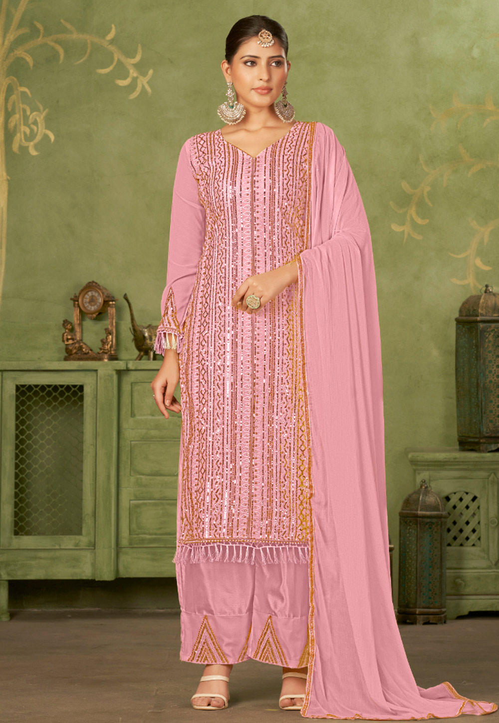 Pink Georgette Pakistani Suit 282399