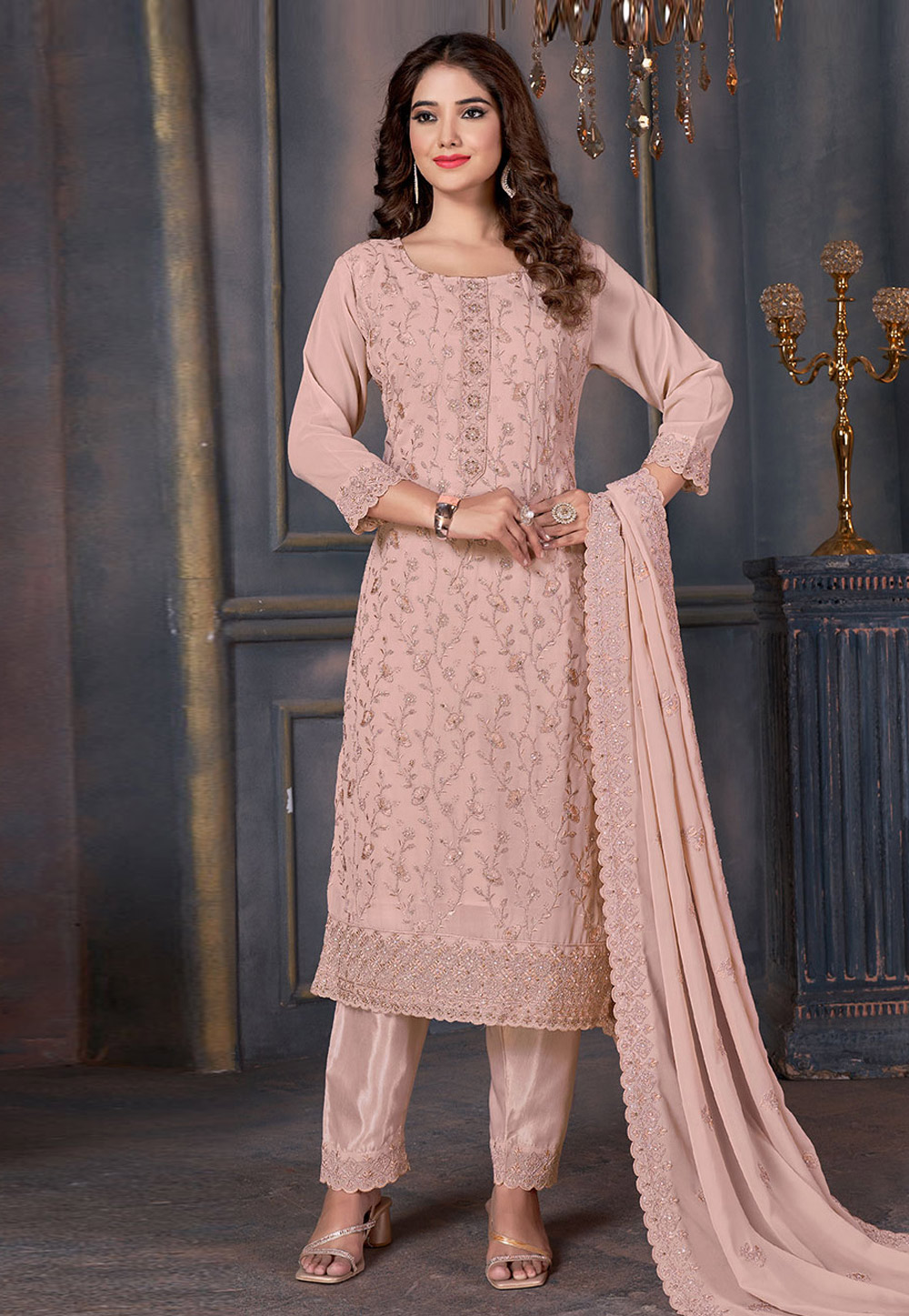 Pink Georgette Pakistani Suit 281039