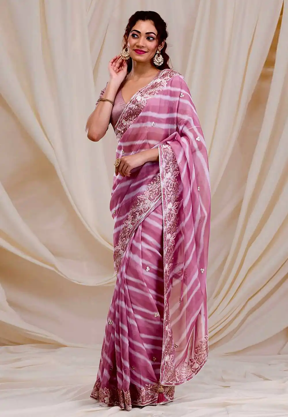 Pink Georgette Saree With Blouse 288038