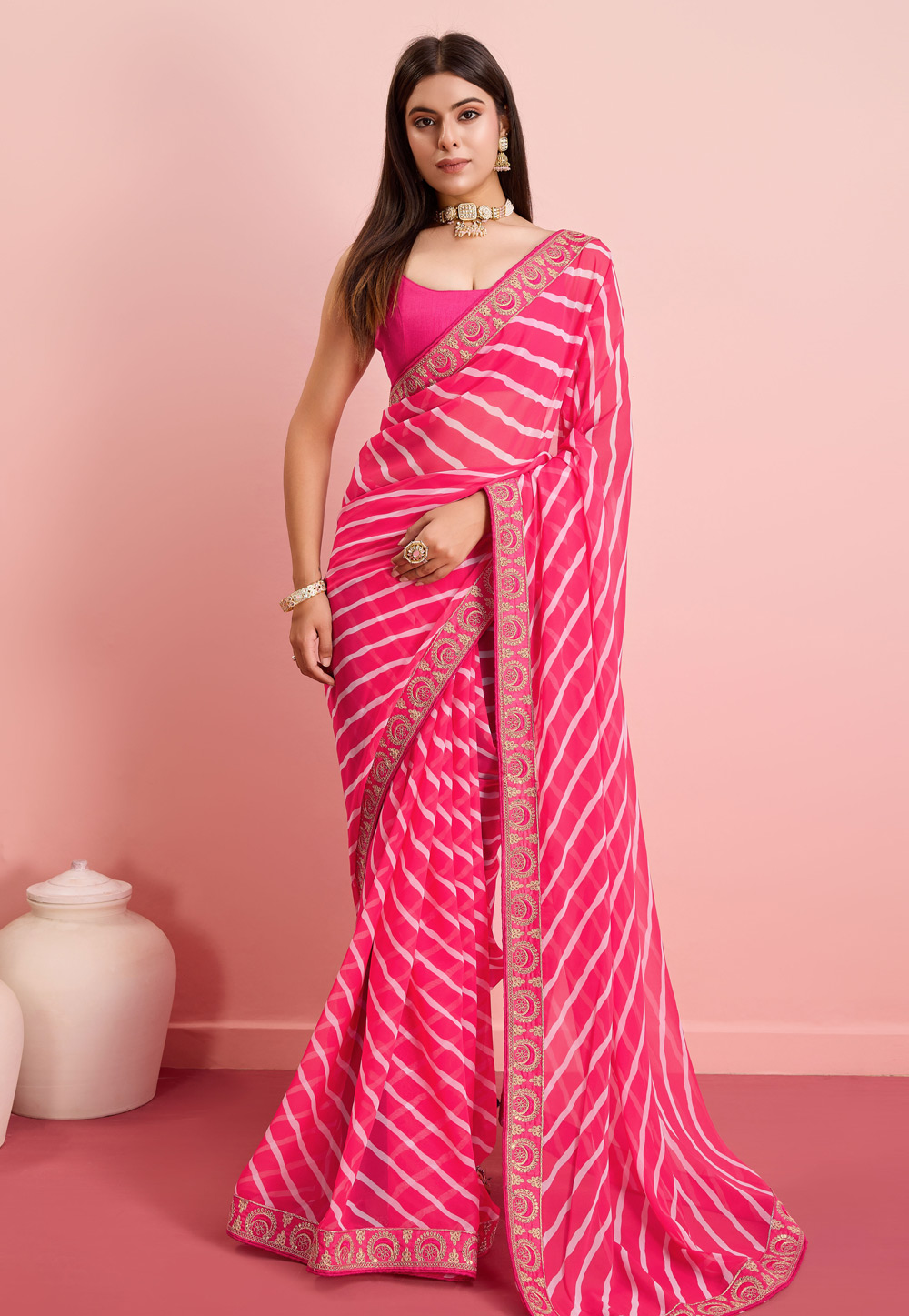 Pink Georgette Saree With Blouse 287520