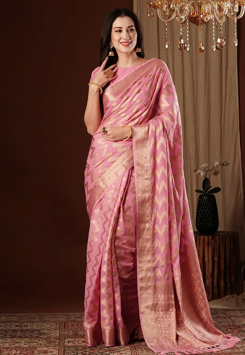 Pink Georgette Saree With Blouse 292703