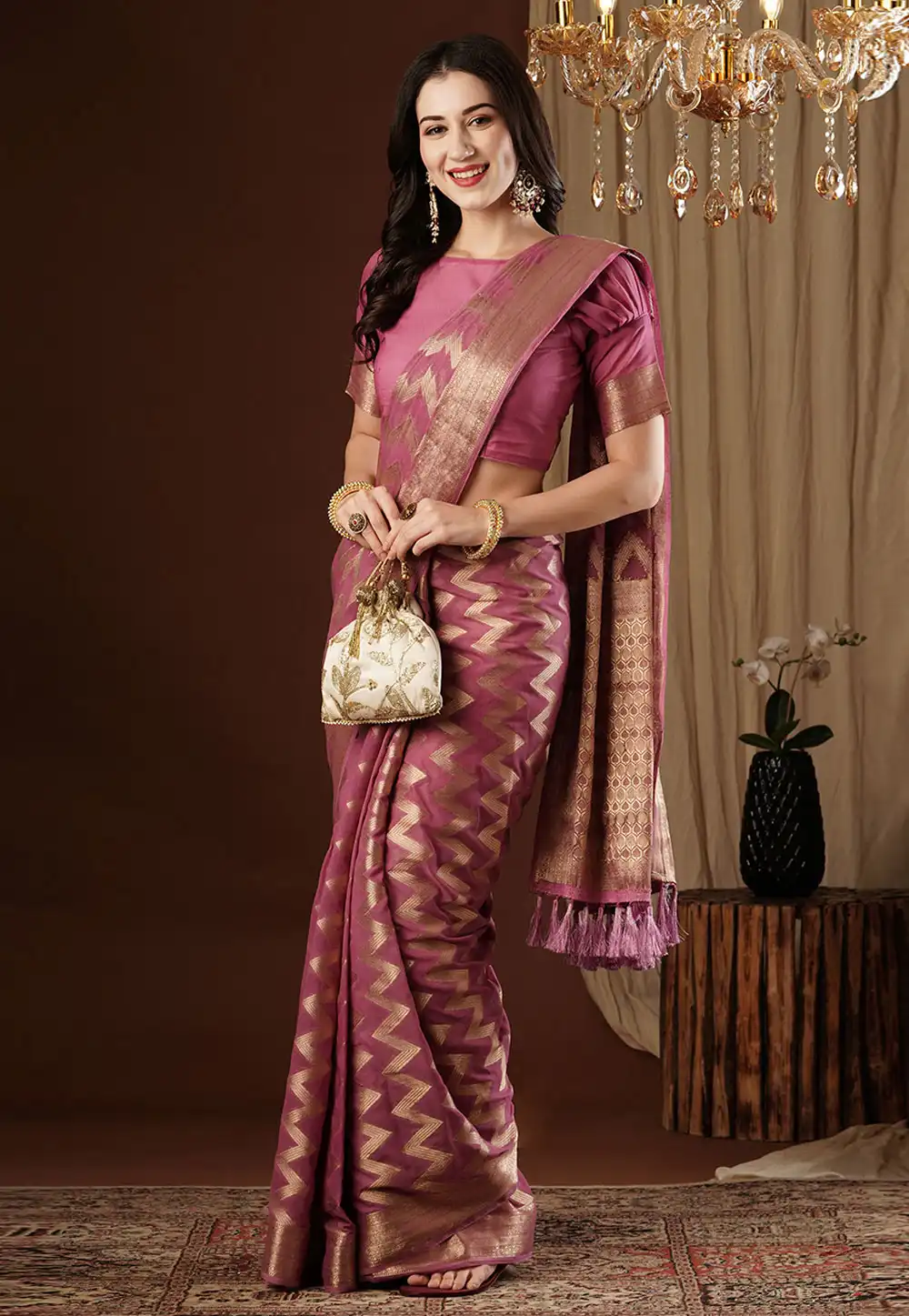 Pink Georgette Saree With Blouse 292705