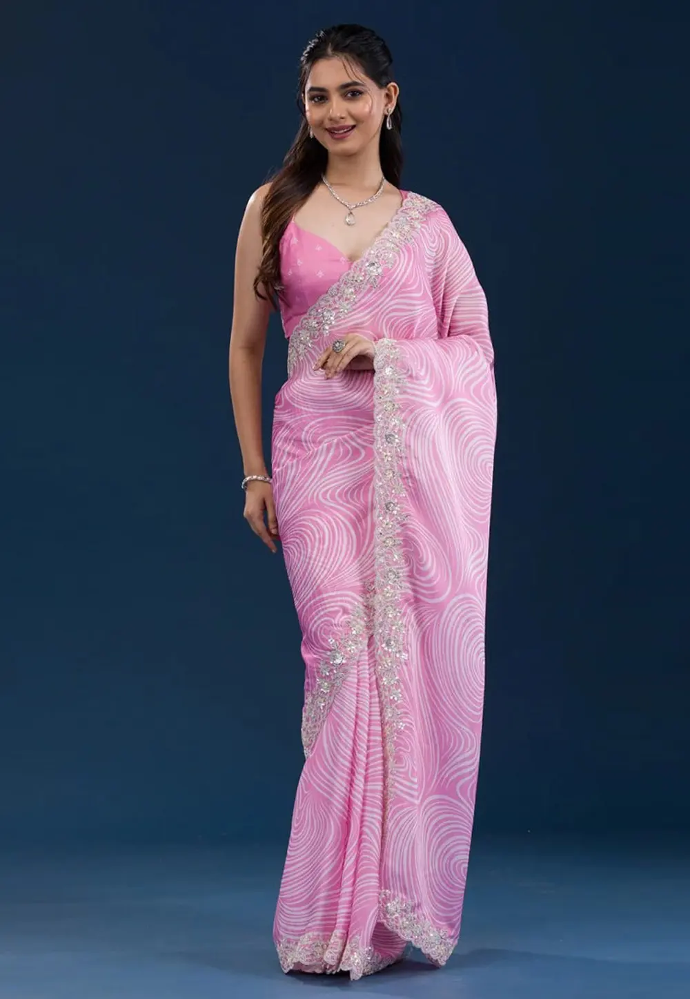 Pink Georgette Saree With Blouse 302618