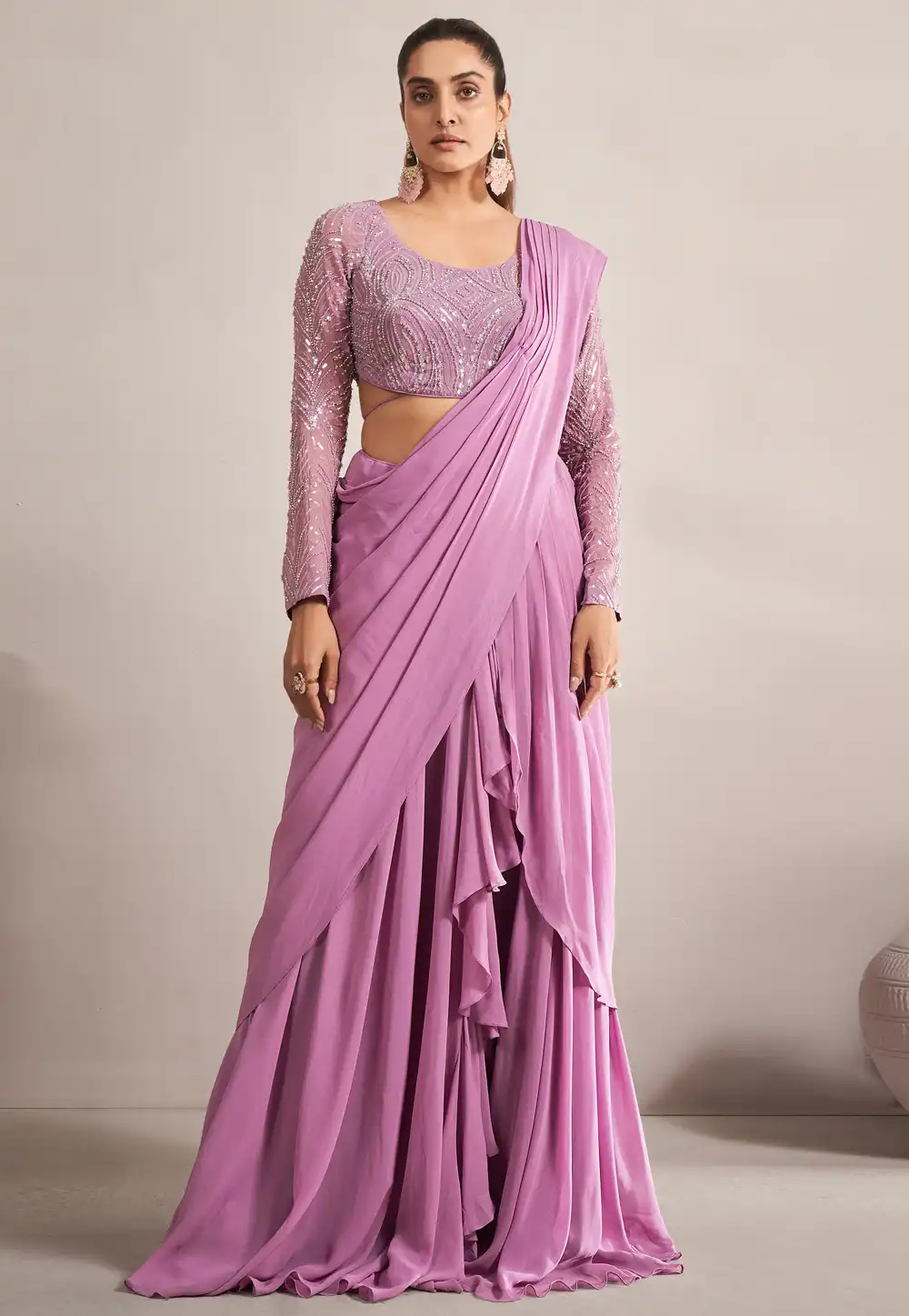 Pink Georgette Saree With Blouse 292788