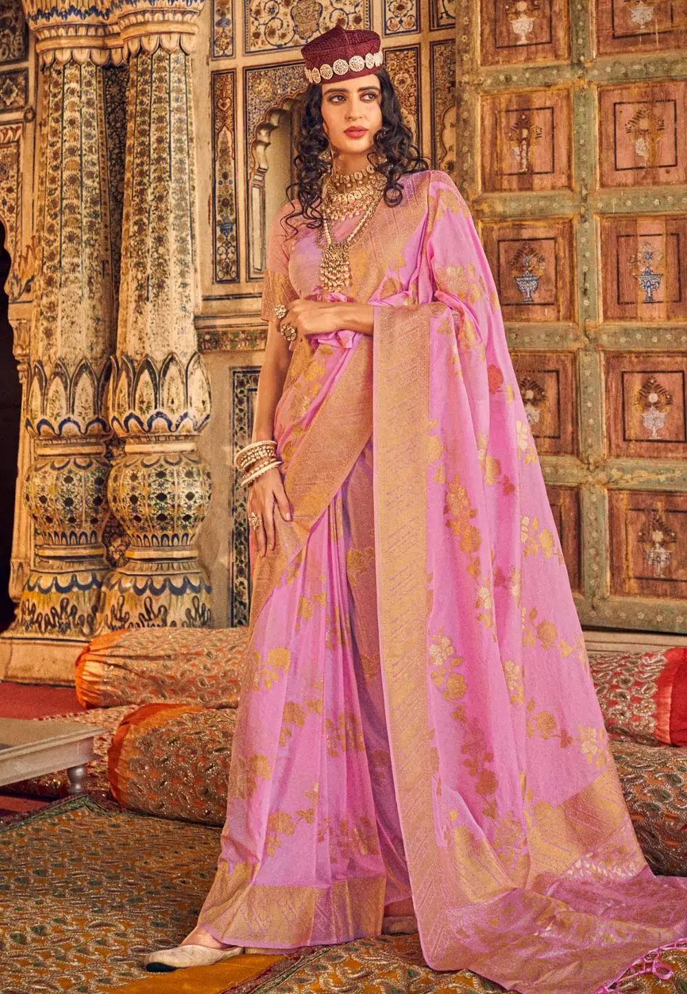 Pink Georgette Saree With Blouse 296522