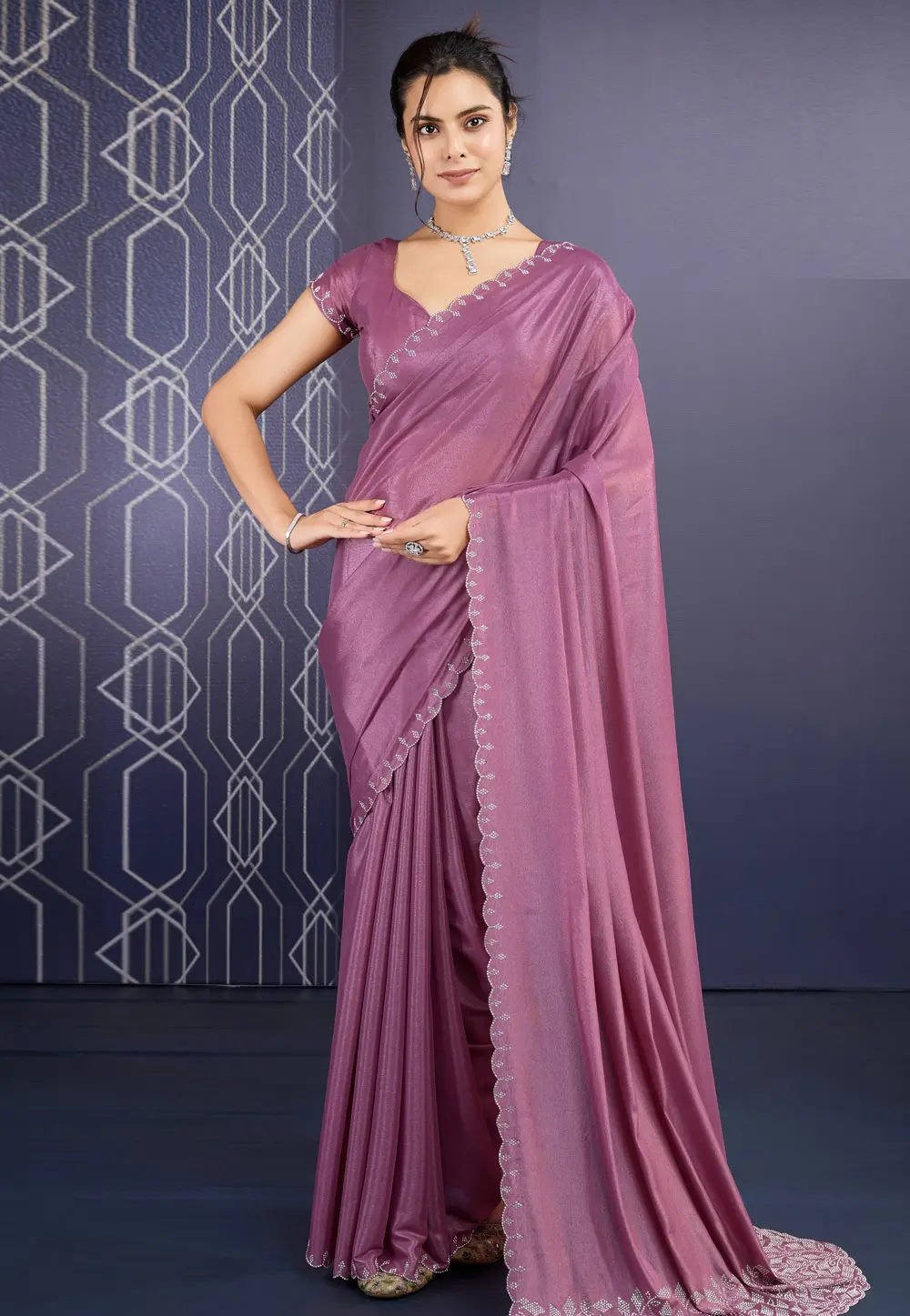 Pink Georgette Saree With Blouse 298866