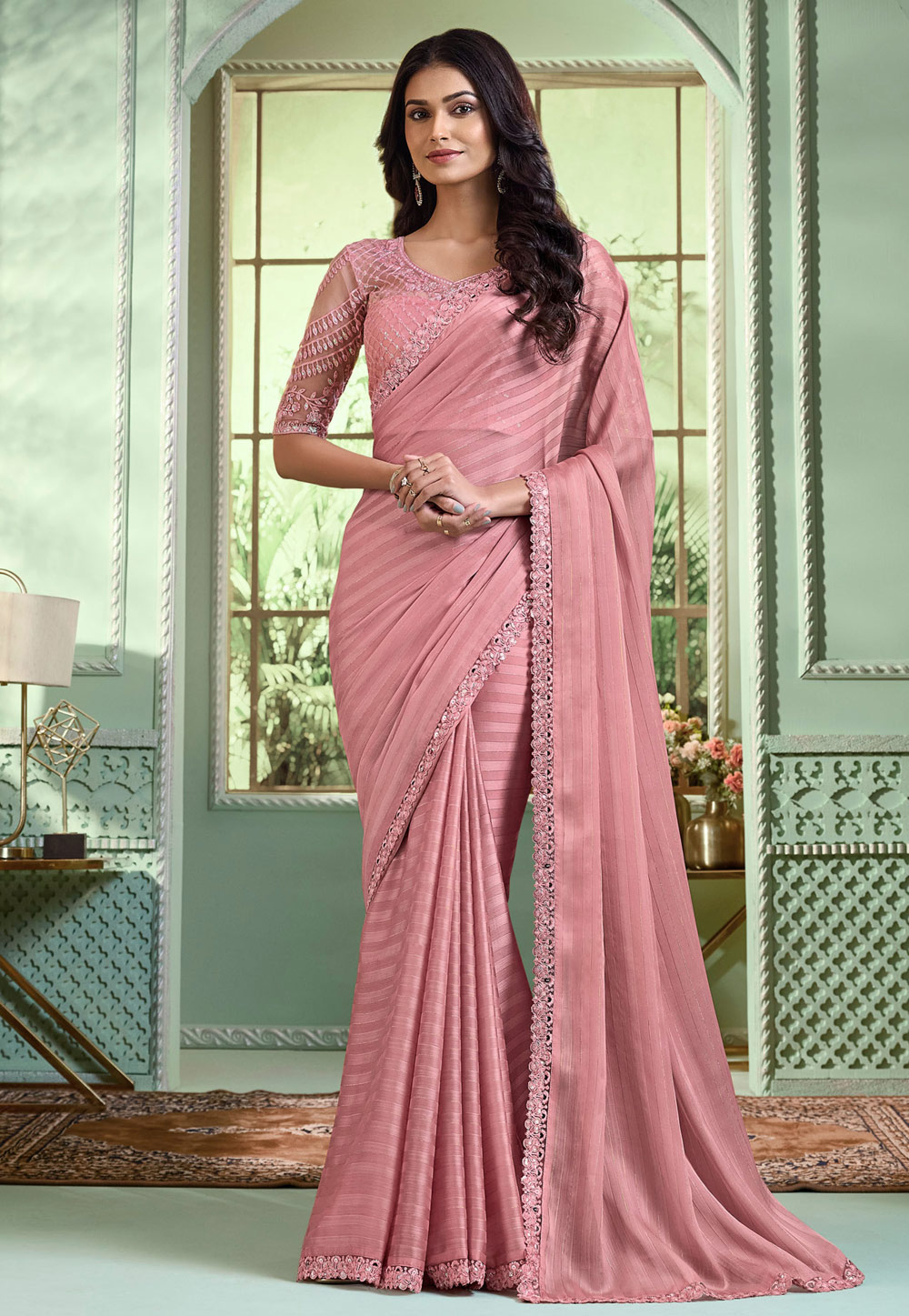Pink Georgette Saree With Blouse 287243