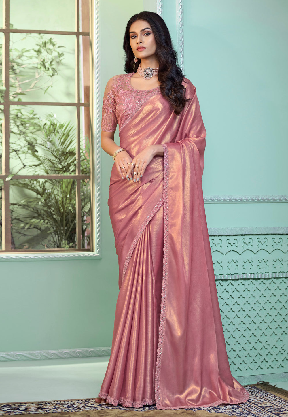 Pink Georgette Saree With Blouse 287249