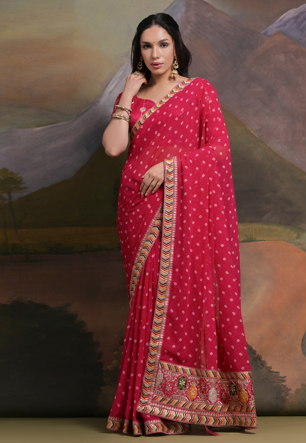 Pink Georgette Saree With Blouse 281748