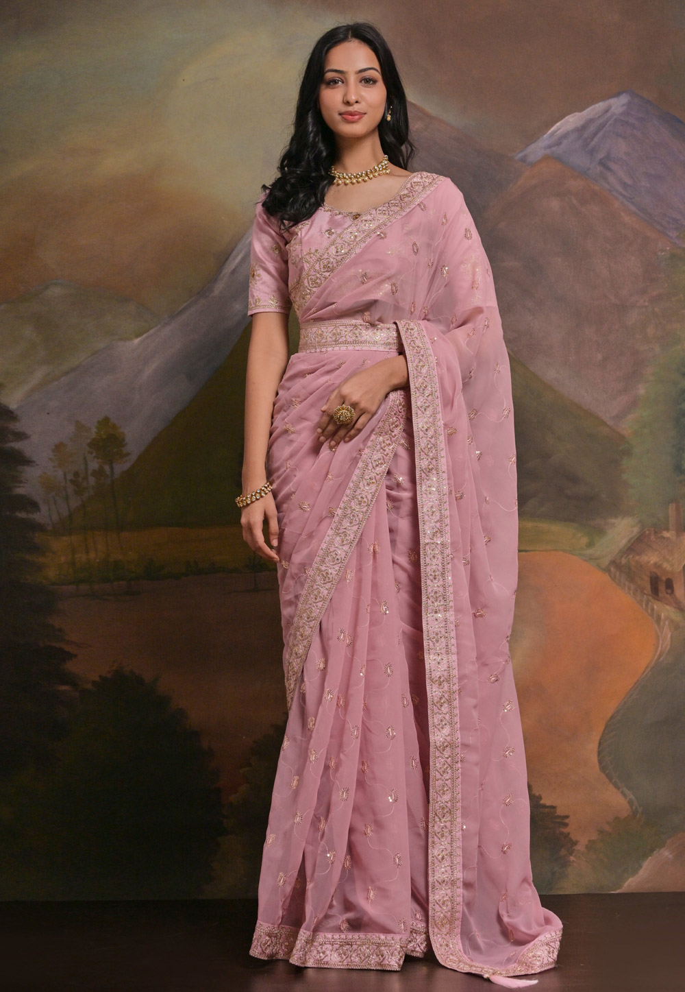 Pink Georgette Saree With Blouse 282283