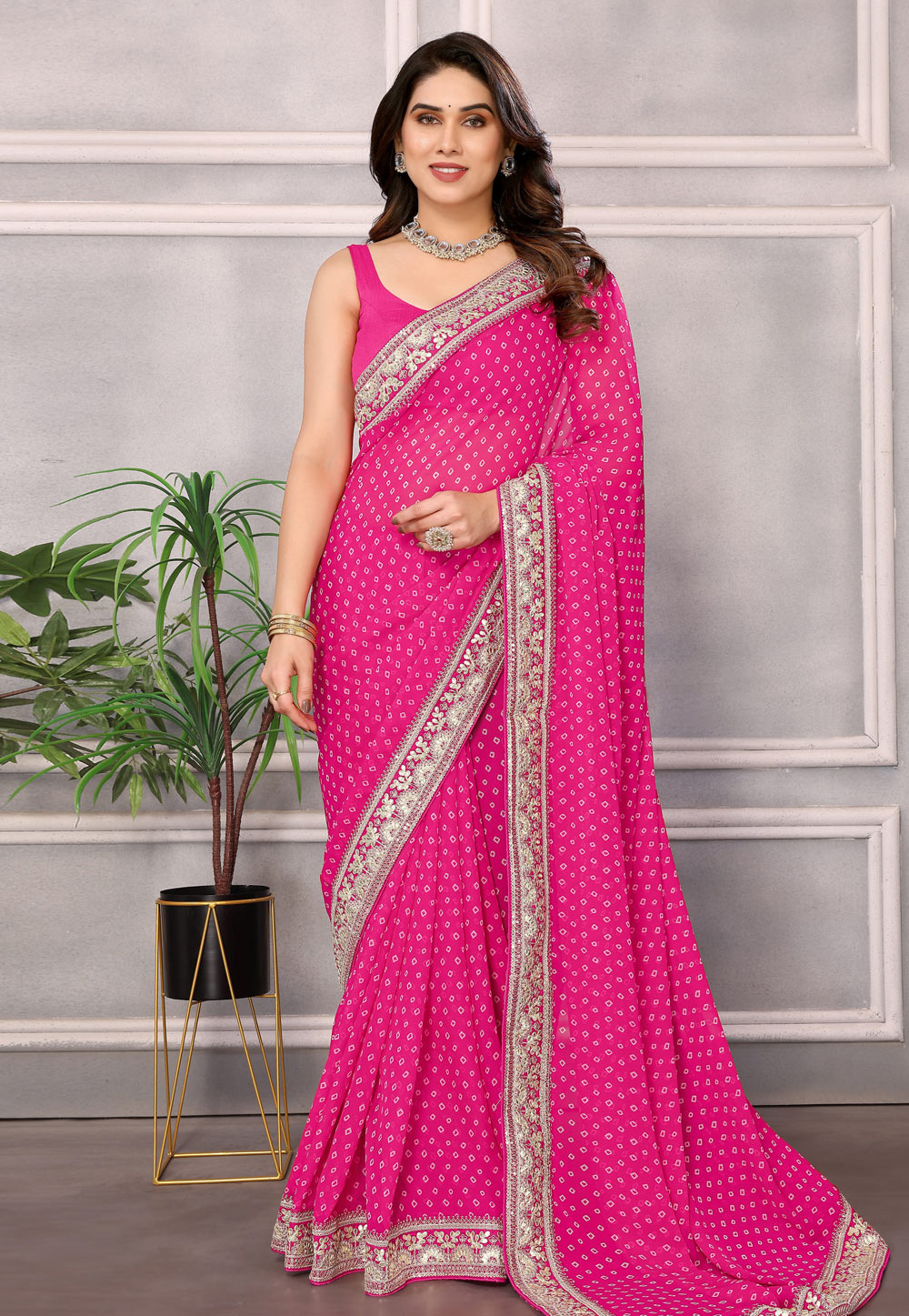 Pink Georgette Saree With Blouse 285946