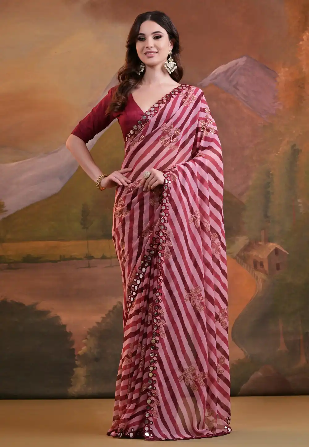 Pink Georgette Saree With Blouse 288442