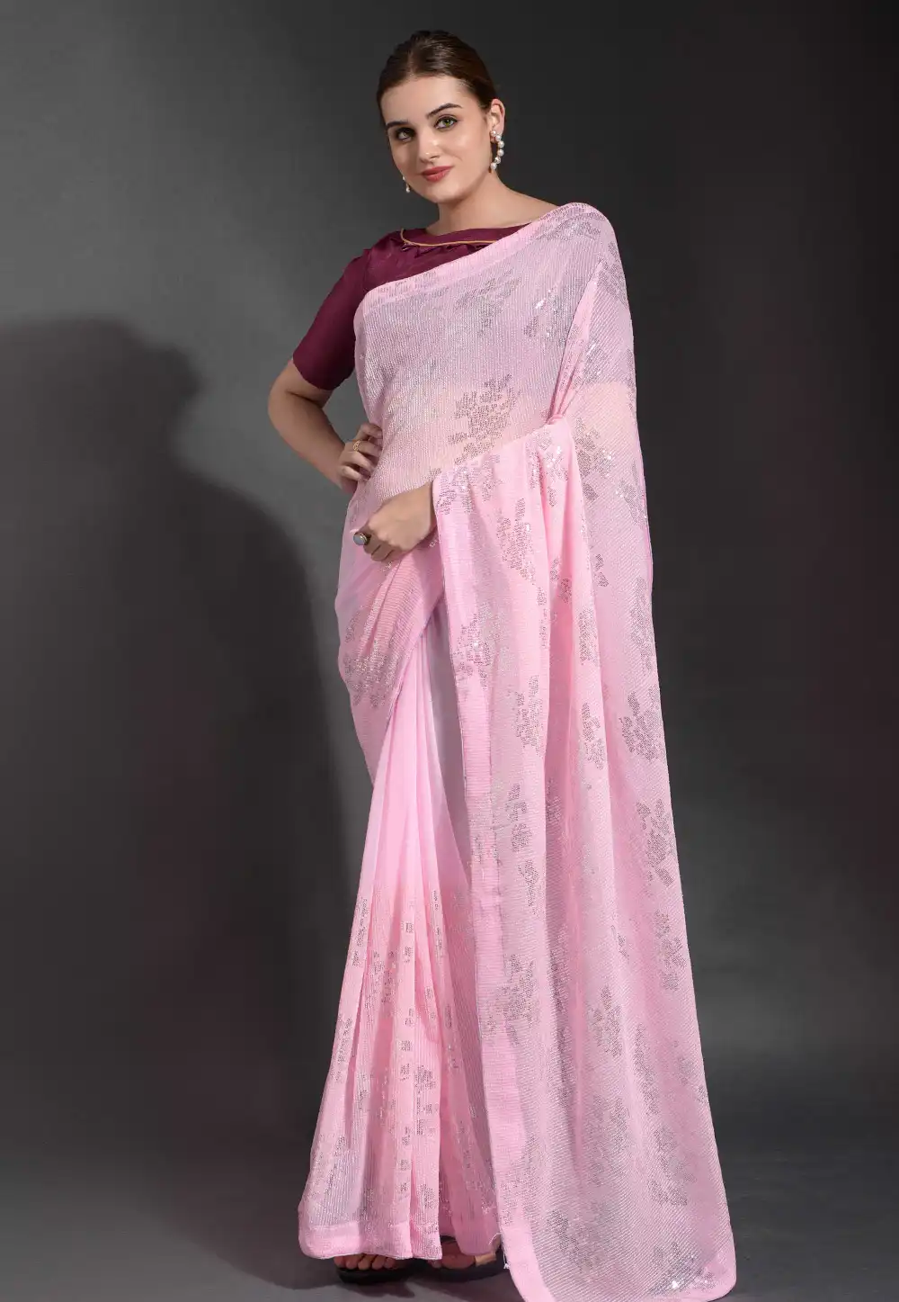 Pink Georgette Saree With Blouse 291488