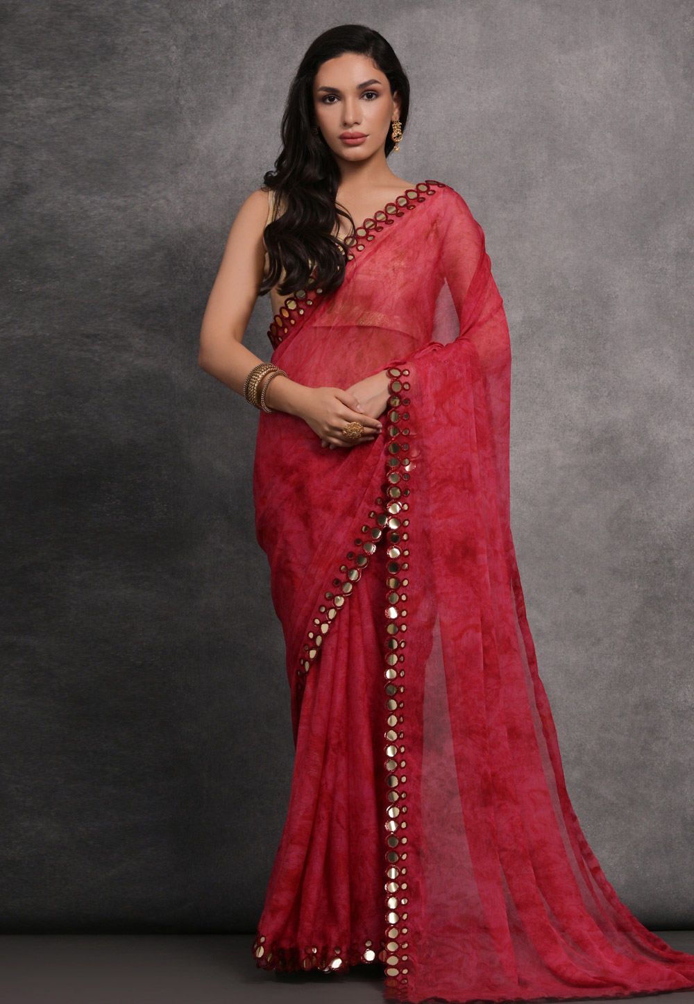 Pink Georgette Saree With Blouse 286470