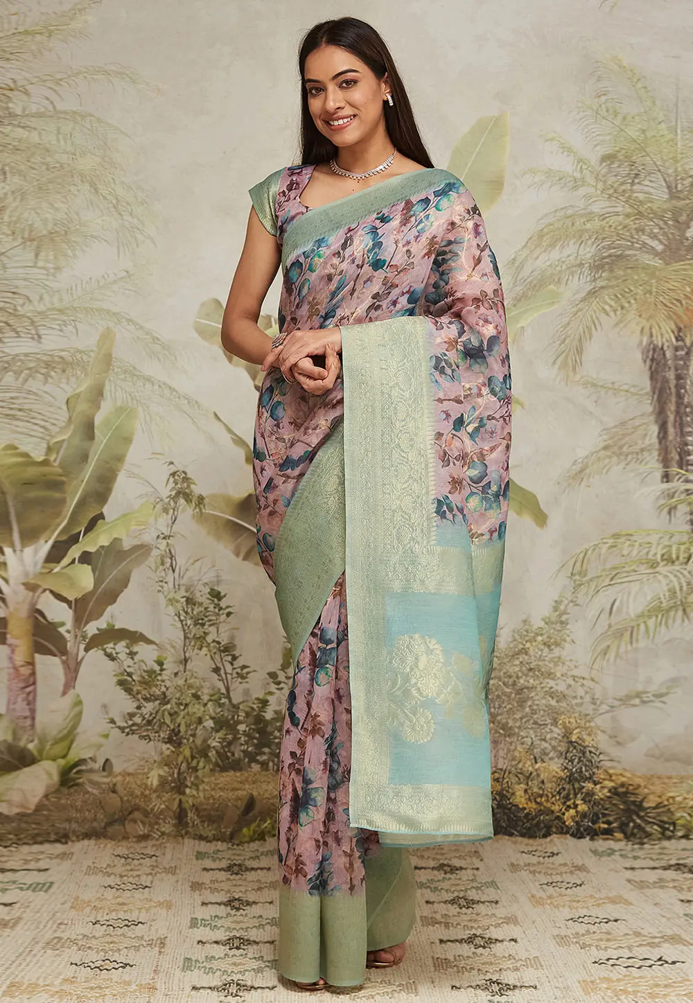 Pink Jacquard Silk Saree With Blouse 299486