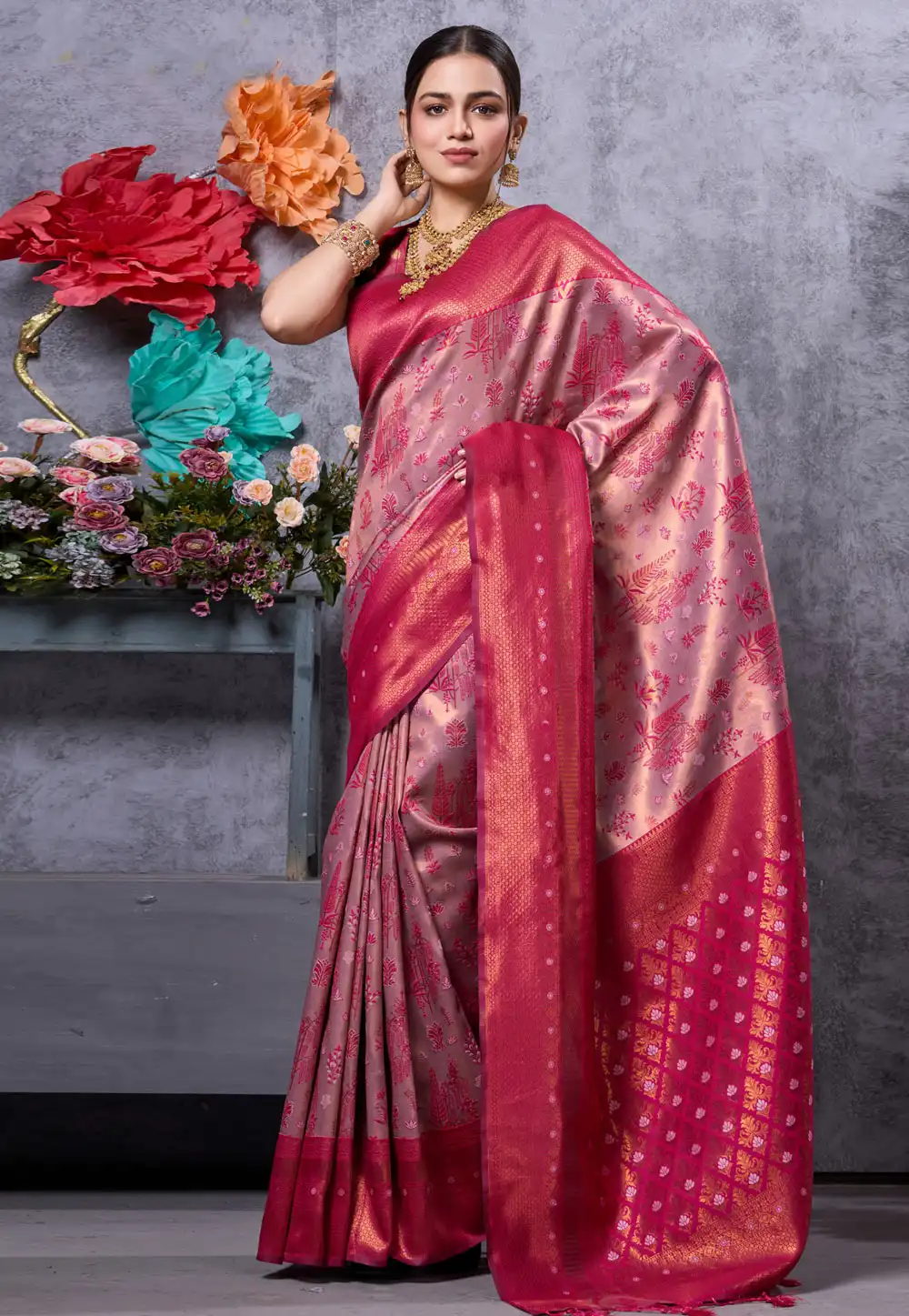 Pink Kanjivaram Silk Saree 291249