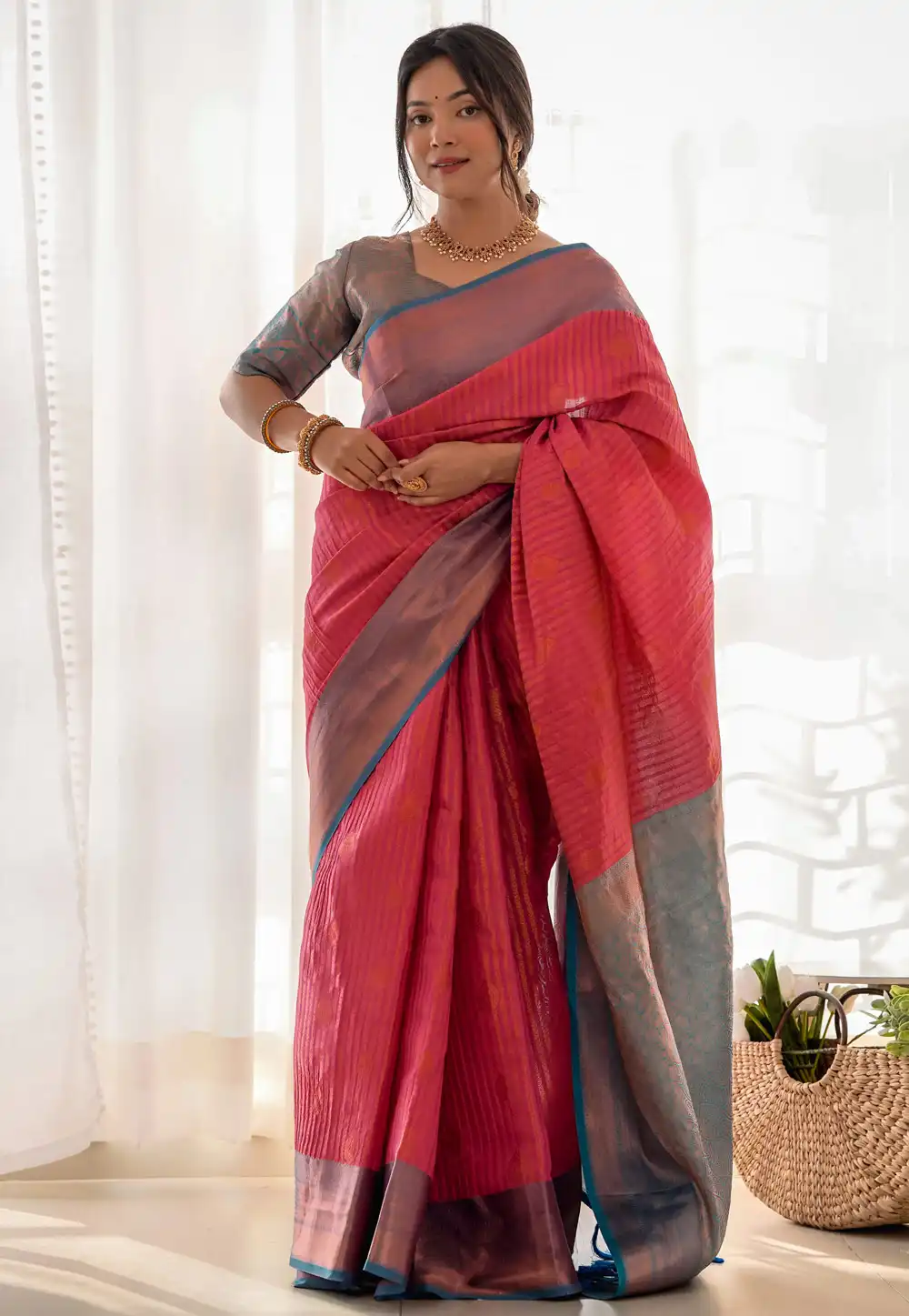 Pink Kanjivaram Silk Saree With Blouse 289061