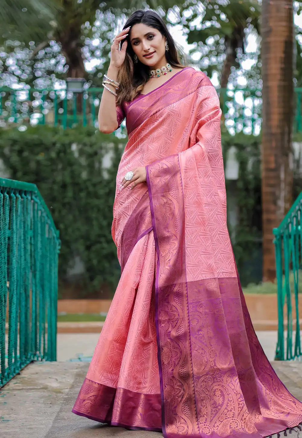 Pink Kanjivaram Silk Saree With Blouse 289682