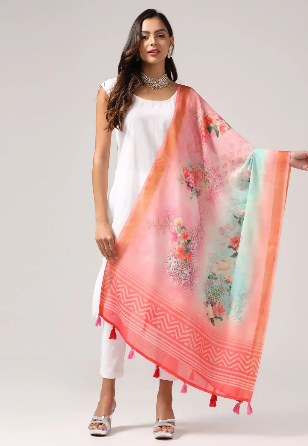 Pink Linen Dupatta 303723