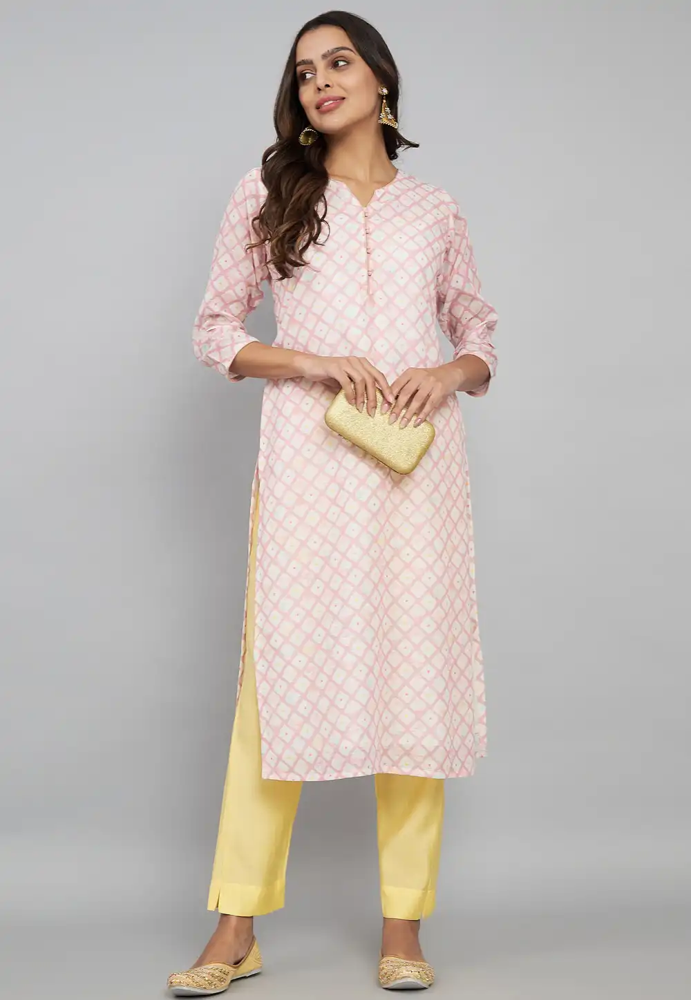 Pink Linen Kurta Set With Pent 290261