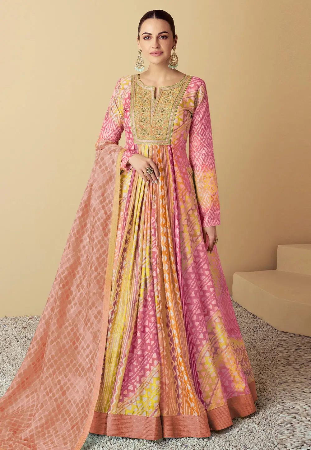 Pink Muslin Floor Length Anarkali Suit 301440