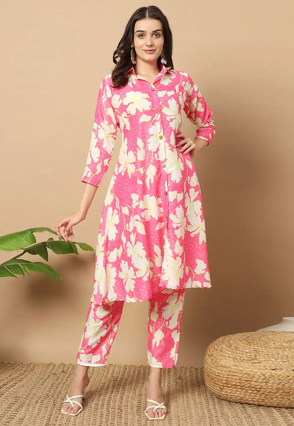 Pink Muslin Kurta Set With Pent 291238