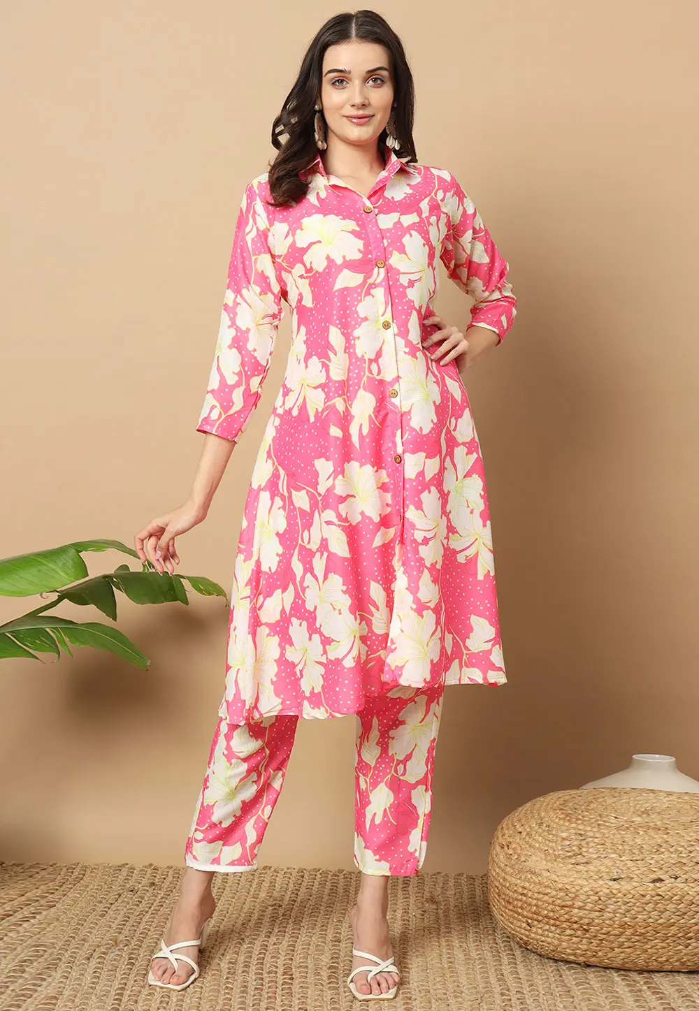 Pink Muslin Kurta Set With Pent 301393