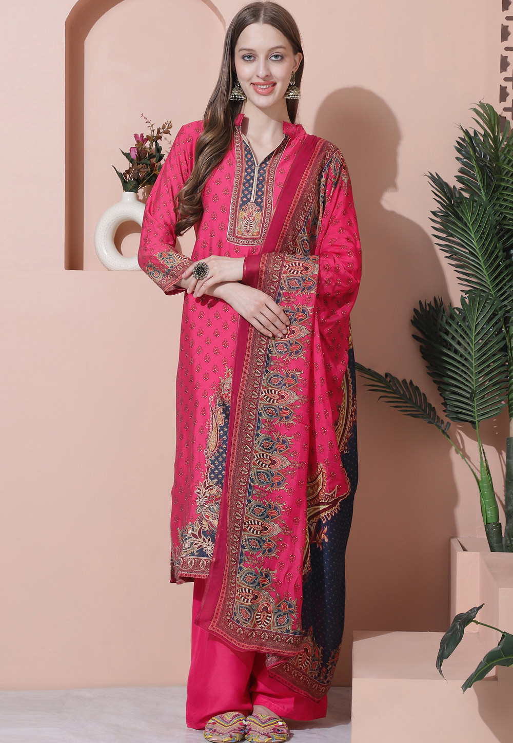Pink Muslin Pakistani Suit 310059