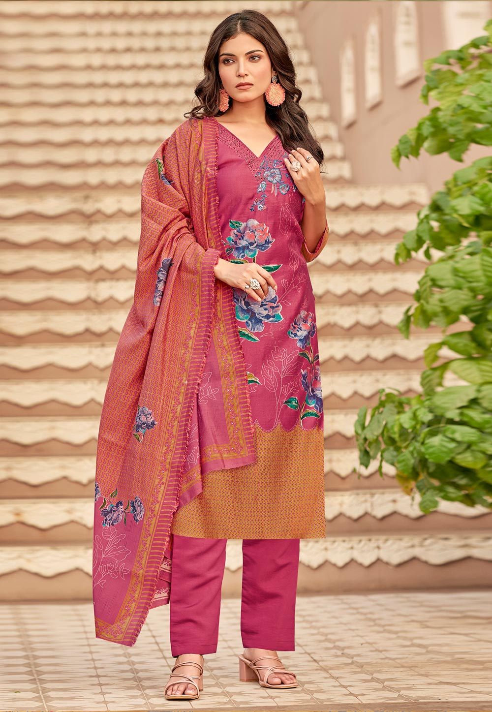 Pink Muslin Pakistani Suit 311056