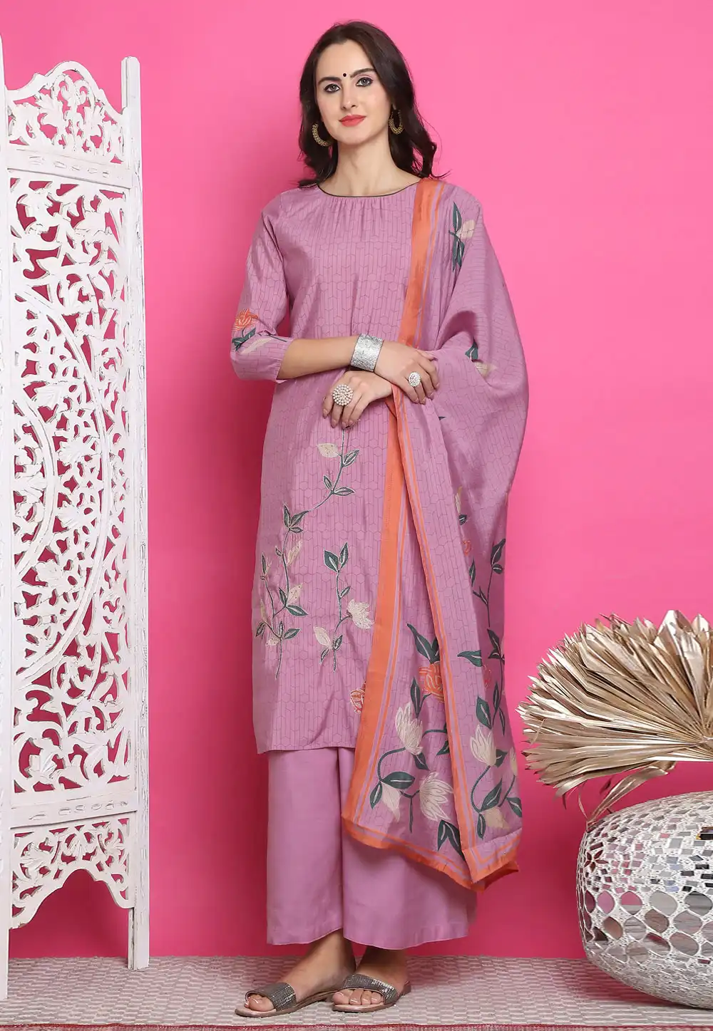 Pink Muslin Pakistani Suit 293874