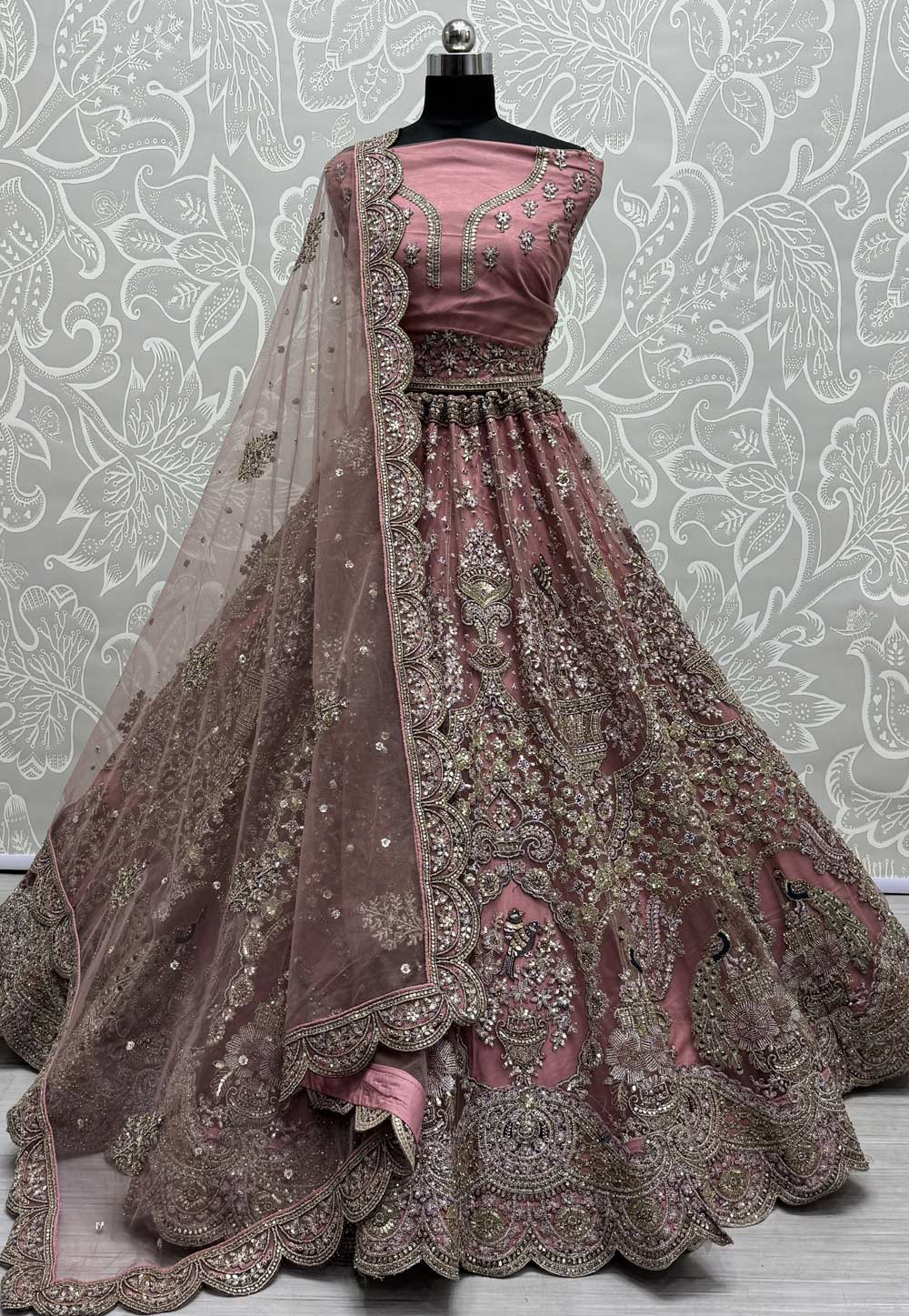 Pink Net Wedding Lehenga Choli 287231