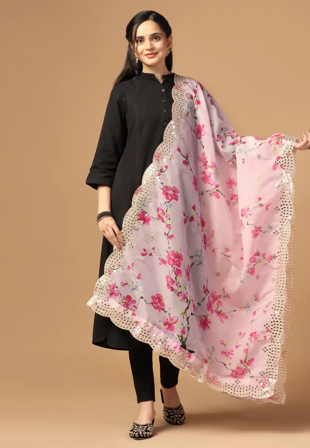 Pink Organza Dupatta 292184