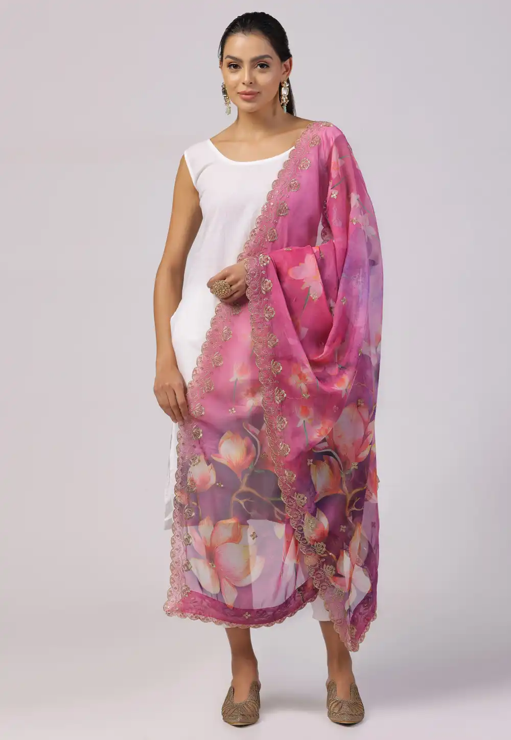 Pink Organza Dupatta 292189